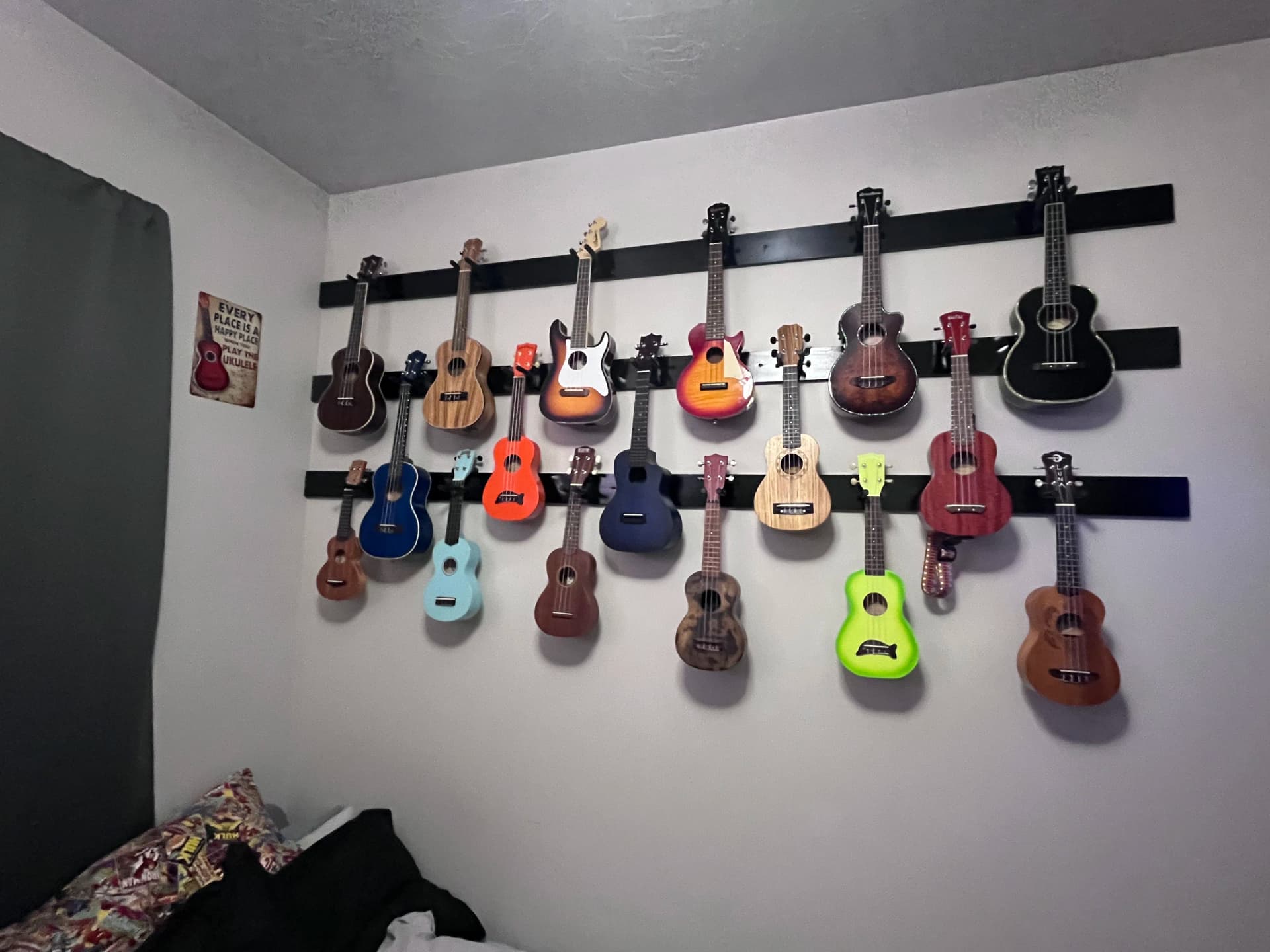 Gallery photos for Custom Ukulele Wall Display That Actually Shows Off the Collection: Image #1