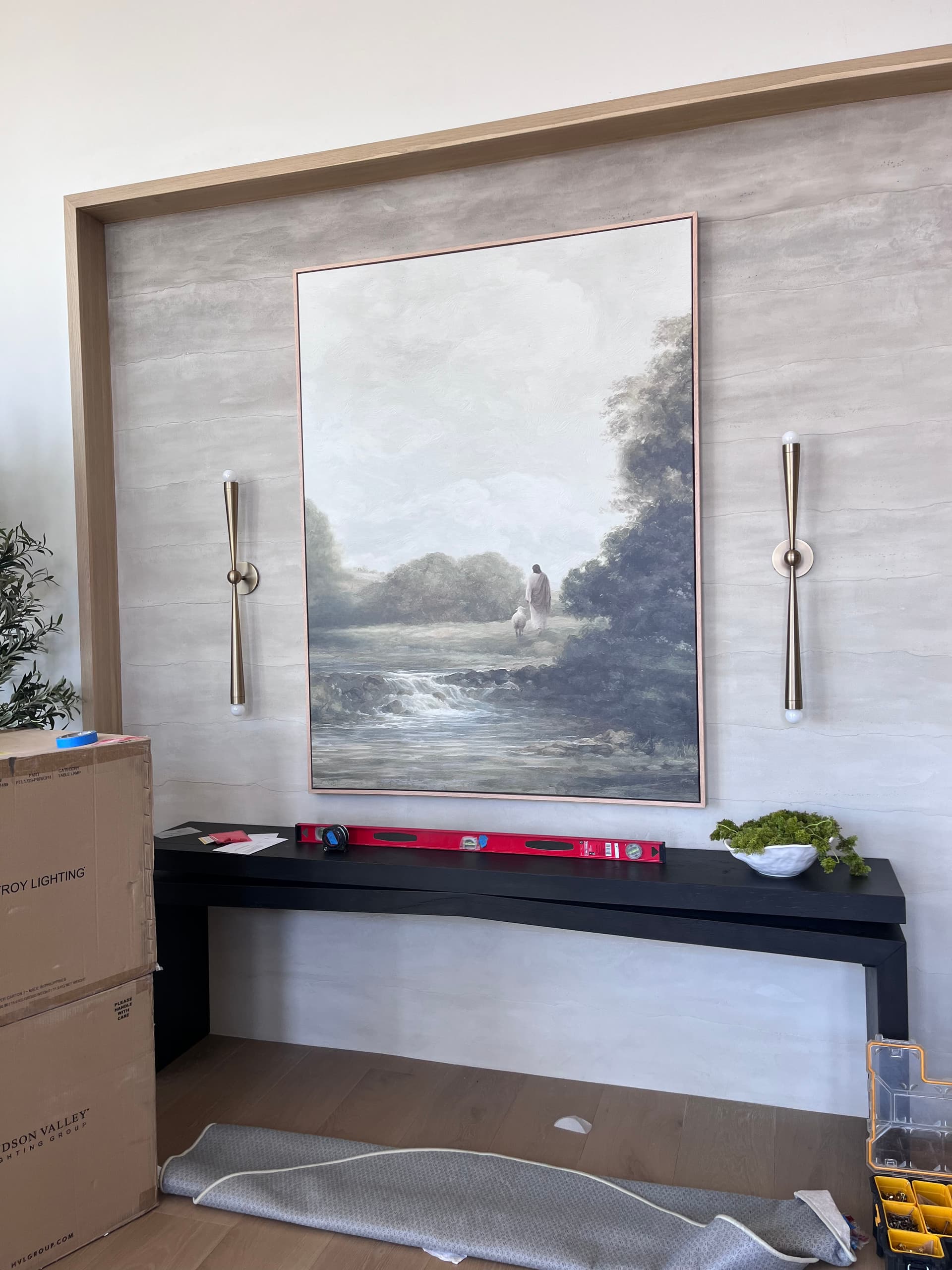 Gallery photos for Large Mirror and Artwork Hung With a Clean, Polished Finish: Image #4